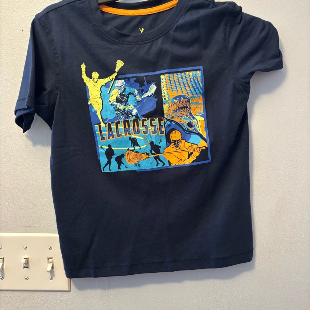 Navy Lacrosse Graphic Kids T-Shirt